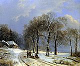 Barend Cornelis Koekkoek Canvas Paintings - Winter landscape